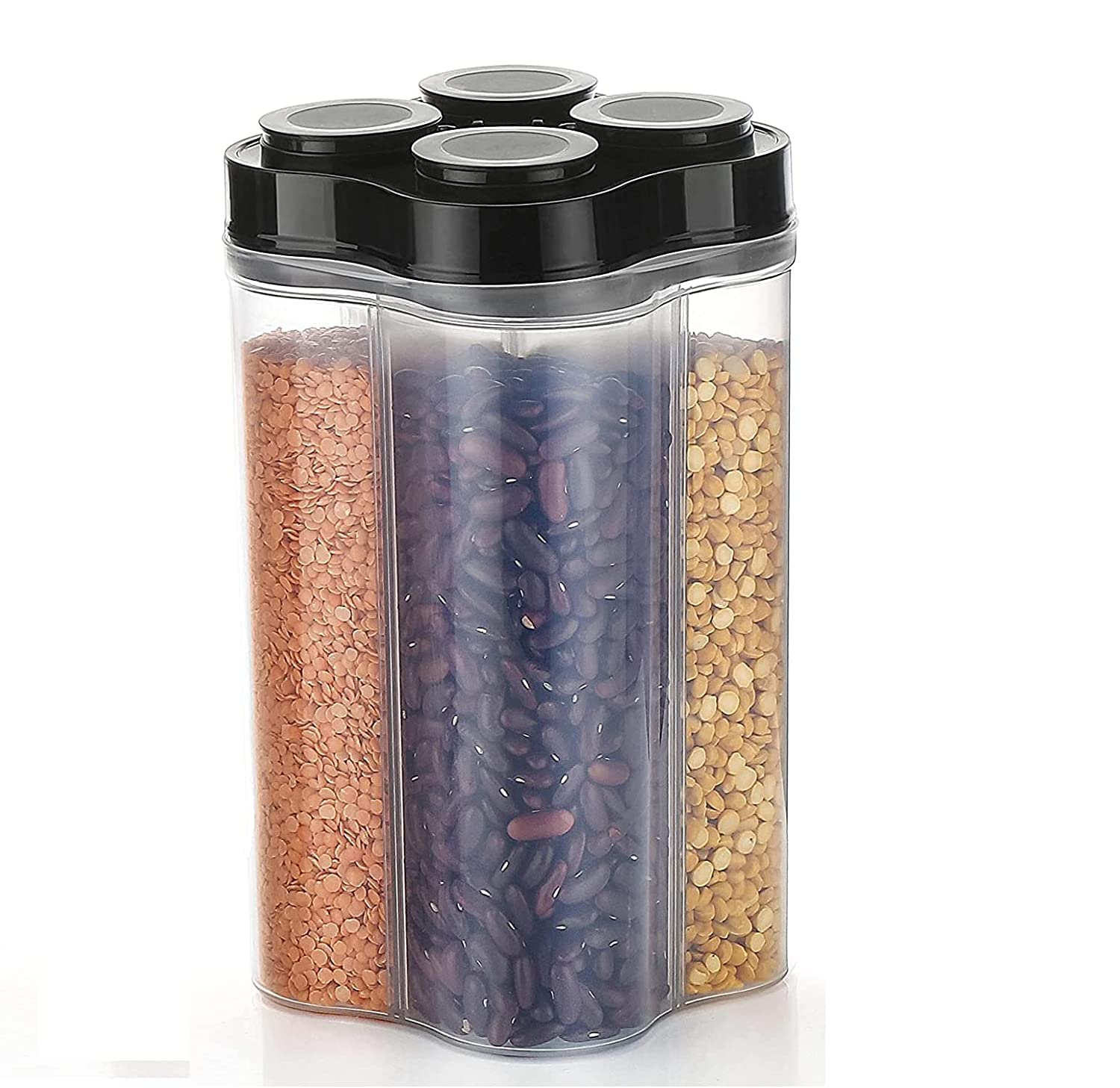 0764B Plastic Lock Food Storage 4 Section Container Jar for Grocery, Fridge Container. DeoDap 0764B Plastic Lock Food Storage 4 Section Container Jar for Grocery, Fridge Container. DeoDap